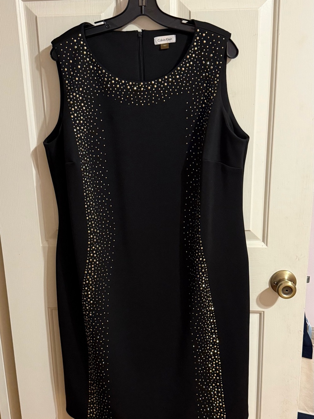 Calvin Klein Black Sleeveless Studded Sheath Dress 1x (16W- 18W)